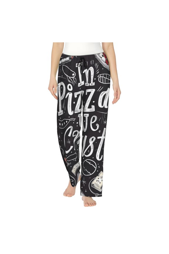 In Pizza We Crust Art Print Women's Straight Lounge Pajama Pants,The Epitome of Relaxed Sleepwear-Small