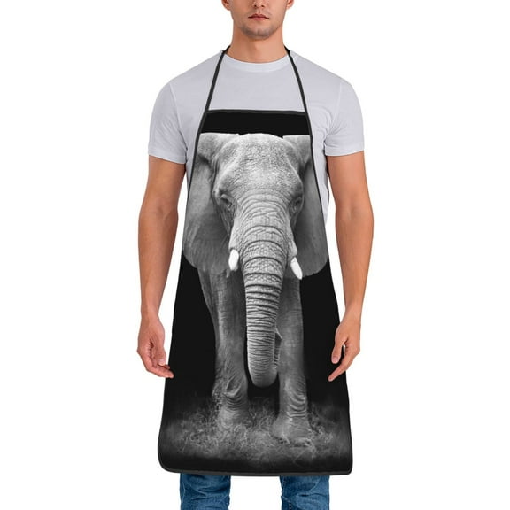 Xecao Indian Elephant Print Funny BBQ Chef Aprons for Men Women,Adjustable Kitchen Cooking Aprons with Pocket Waterproof Oil Proof No Pilling Fading