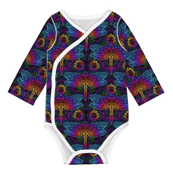 Xecao Indian Mandalas Dragonfly Print Baby unisex-baby Cotton Long-sleeve Bodysuits-12 Months