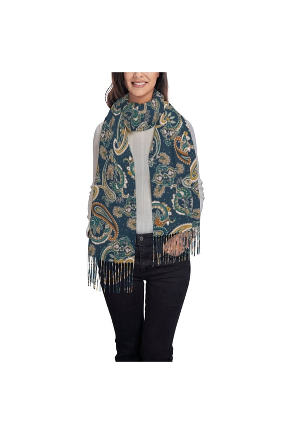 Indian Paisley 2 Pattern Womens Winter Scarf Fall Scarf Oversized Large Scarf for Women Warm Shawl Wrap