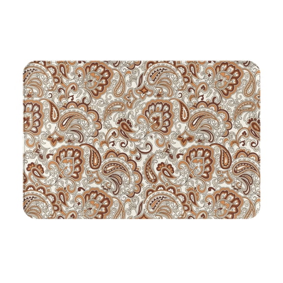 Xecao Indian Paisley1 print Flannel Mat: Non-slip, 16x24in. Ideal for kitchen, bedroom, bath & living room.
