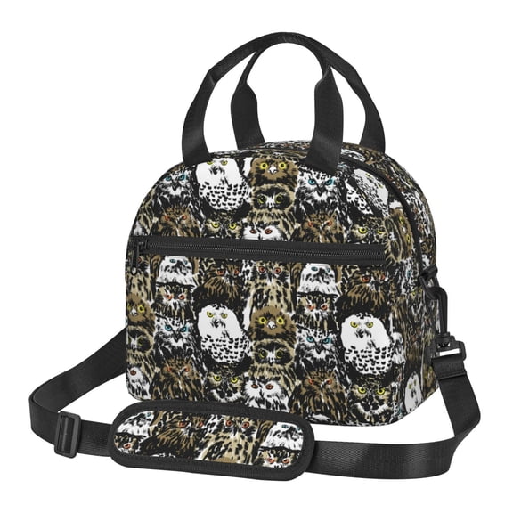 Xecao Ink Graffiti Owl Print Insulated Lunch Box, Lunch Cags Lunch Bag Featuring An Adjustable Shoulder Strap