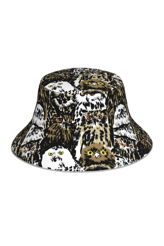Ink Graffiti Owl Print Men and Women Night Reflective Hat Runner Cap Visor Bucket Hat Boonie Cap