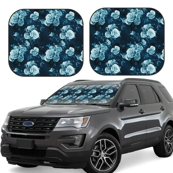 Xecao Ink Rose for Foldable Car Sun Shades (2-Pack) offer sun protection with an easy-fold design for convenient windshield shading.