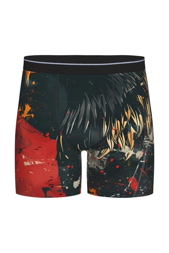 Ink Style Bald Eagle Print Boxer Briefs for Men's Stretch Moisture-Wicking Underwear, Mid-Rise Classics breathable fabric