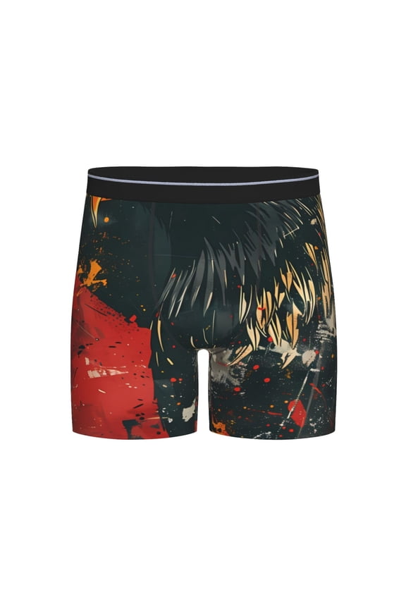 Ink Style Bald Eagle Print Boxer Briefs for Men's Stretch Moisture-Wicking Underwear, Mid-Rise Classics breathable fabric