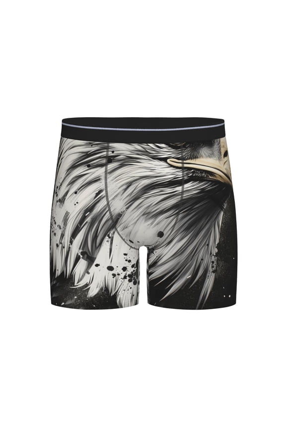 Ink Style Bald Eagle Print Boxer Briefs for Men's Stretch Moisture-Wicking Underwear, Mid-Rise Classics breathable fabric