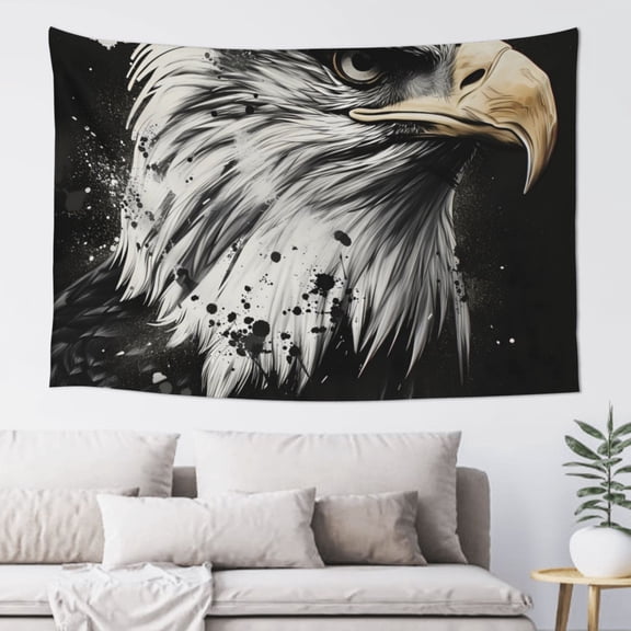 Xecao Ink Style Bald Eagle Print Tapestry, Wall Hanging Room Funny Decor, Backdrop Room Decor for Bedroom Living Room dormitory
