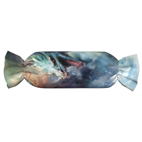 Xecao Ink Style Wave Dragon Print+Candy-Inspired Plush Pillow for Men Women Suitable for Beds, Sofas, Game Rooms Drawstring Closure