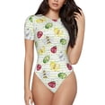 thumbnail image 1 of Xecao Insects Pattern Women's Crew Neck Body Suit, Short-Sleeved Bodysuit and Basic Swimsuit,Both Comfort and Style for Dating and Daily life -X-Large, 1 of 7