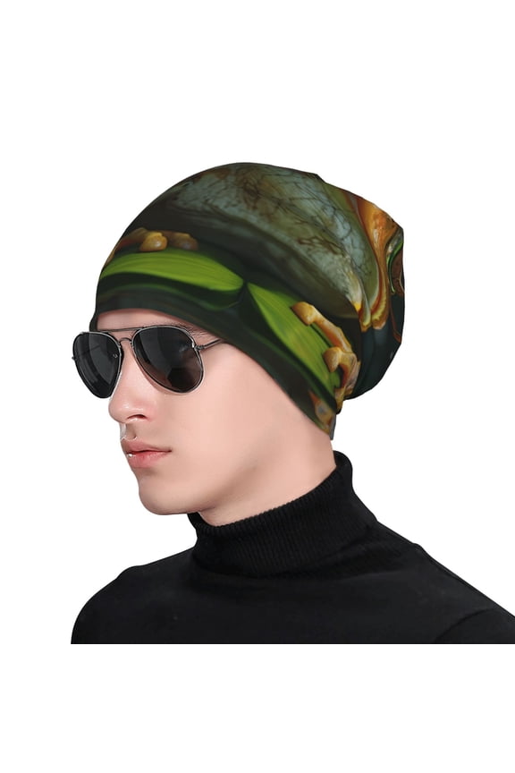 Intellectual Frog Pond Print Beanie Knitted Hat for Men Women, Winter Fashion Knit Cuffed Caps Unisex