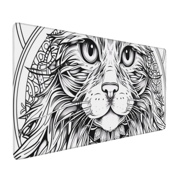 Xecao Intricate Cat Mandala Print Large Mouse Pad, 16x35.5in Mousepad, Professional Non-Slip Rubber Base Big Mouse Pad, Mouse Pad for Gaming & Office Full Desk Mouse Pad