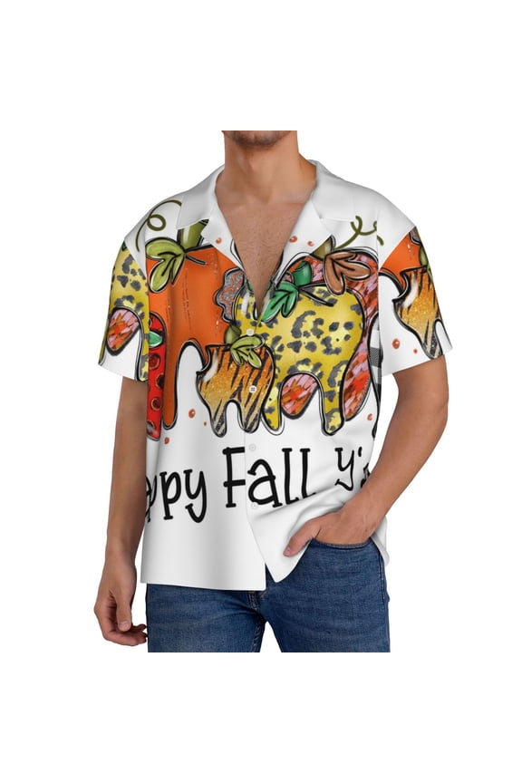 It'S Fall Y'All Men's Casual Short-sleeved Shirt, a button-up collared shirt with a pocket-