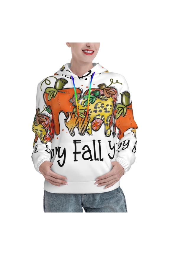 It'S Fall Y'All Pattern Hoodies for Women Sweatshirts Long Sleeve Sweatshirts Pullover Outfits with Pocket-Large