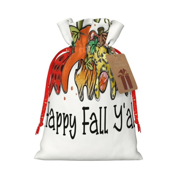 Xecao It'S Fall Y'All Print Burlap Gift Bags with Drawstring and Gift Tags, Gift Bags, Burlap Bags, Jute Bags for Party, Christmas, DIY Craft Bags-Medium