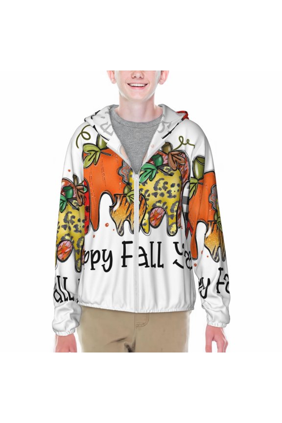 It'S Fall Y'All Print Fishing Shirts for teenager Long Sleeve UV Sun Protection Hoodie with Zipper Outdoor Hiking Shirts-Large