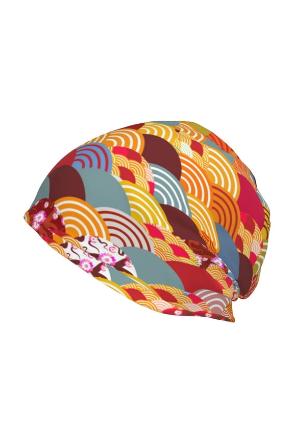 Japanese Style Fish Scales Print Knit Hat,Winter Beanie for Men Women, Beanie Soft Warm Ski Stocking Cuffed Cap