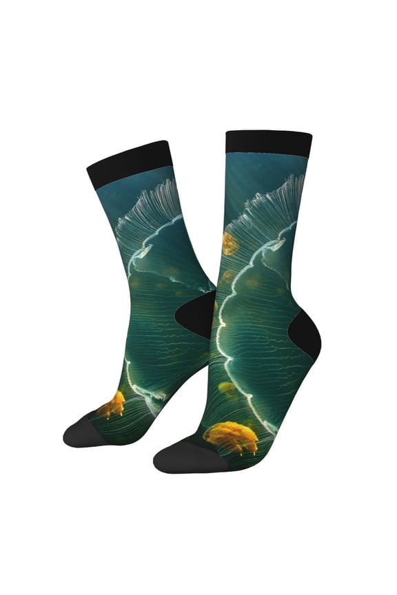 Jelly Fish Pattern Sport Socks for Women and Men Crew Socks Sporty Calf Socks Casual Socks
