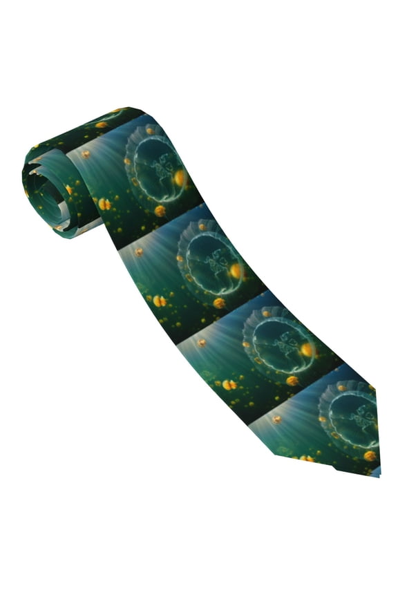 Jelly Fish Print Tie For Men Necktie Woven Jacquard Neck Ties,Classic Men's Tie