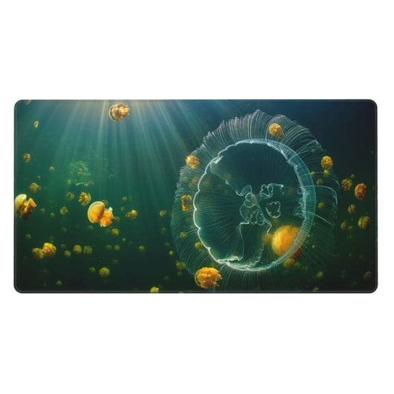 Xecao Jelly Fish for Waterproof Mouse Pad - Extended Contour Mouse Mat, Large Gaming Mousepad Laptop Keyboard Mat with Non-Slip Rubber Base