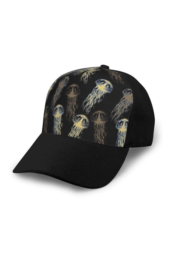 Jellyfish print unisex vintage washed baseball cap, a soft and adjustable hat perfect for any casual style.