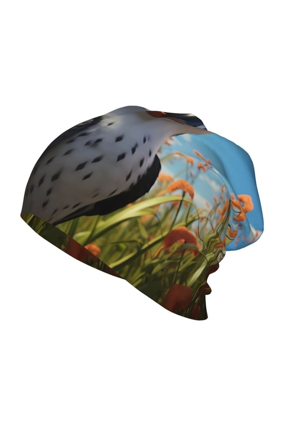Joyful Animated Bird Print Beanie Hat Toddler Girls Boys, Baby Hats Winter Warm Knitted Thermal, Kids Winter Caps