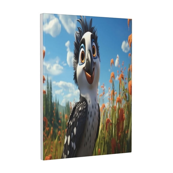 Xecao Joyful Animated Bird for Ready-to-Hang Canvas Art 12x16 Inches - Waterproof HD Print Solid Wood Frame for Gifting,Vertical