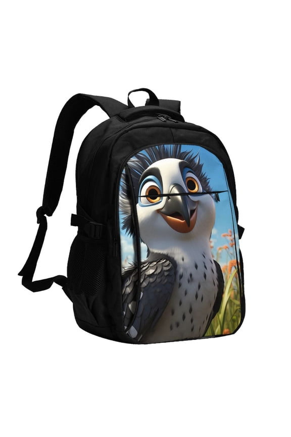 Joyful Animated Bird for Travel Laptop Backpack, USB-Charging-Enabled, Spacious Business Backpack for Men and Women,College School Computer Bag