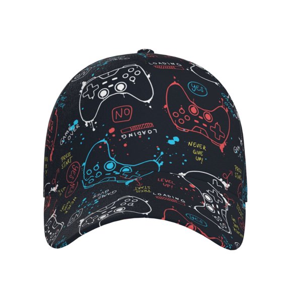 Xecao Joystick Gamepad for Baseball Cap: Unisex, crafted from classic polyester twill fabric, featuring a soft unconstructed design