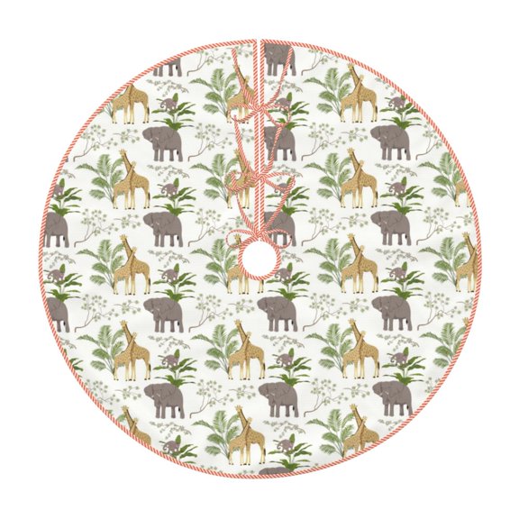 Xecao Jungle Animal Pattern Christmas Tree Skirt Round Xmas Tree Mat Base Cover for Holiday Home Decorations-30"