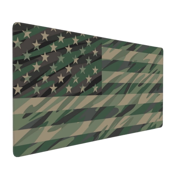 Xecao Jungle Green Camo USA Flag Print Large Mouse Pad, 16x35.5in Mousepad, Professional Non-Slip Rubber Base Big Mouse Pad, Mouse Pad for Gaming & Office Full Desk Mouse Pad