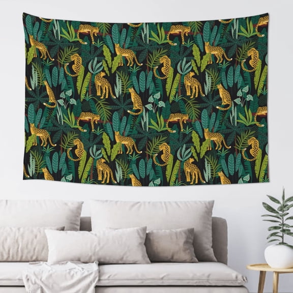 Xecao Jungle Leopard Yellow Print Tapestry, Wall Hanging Room Funny Decor, Backdrop Room Decor for Bedroom Living Room dormitory