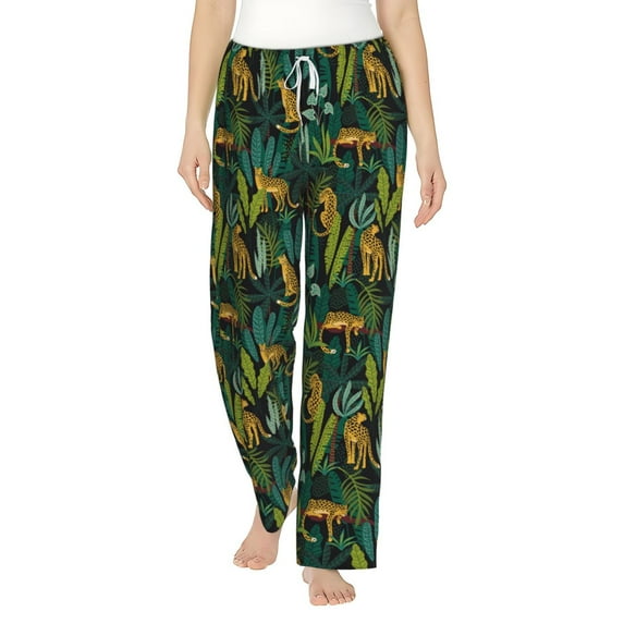 Xecao Jungle Leopard Yellow Women's Straight Lounge Pajama Pants: The Epitome of Relaxed Sleepwear