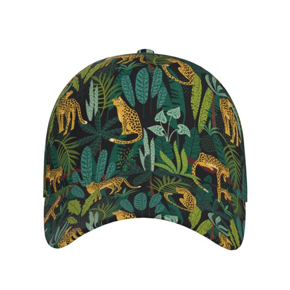 Xecao Jungle Leopard Yellow for Baseball Cap: Unisex, crafted from classic polyester twill fabric, featuring a soft unconstructed design
