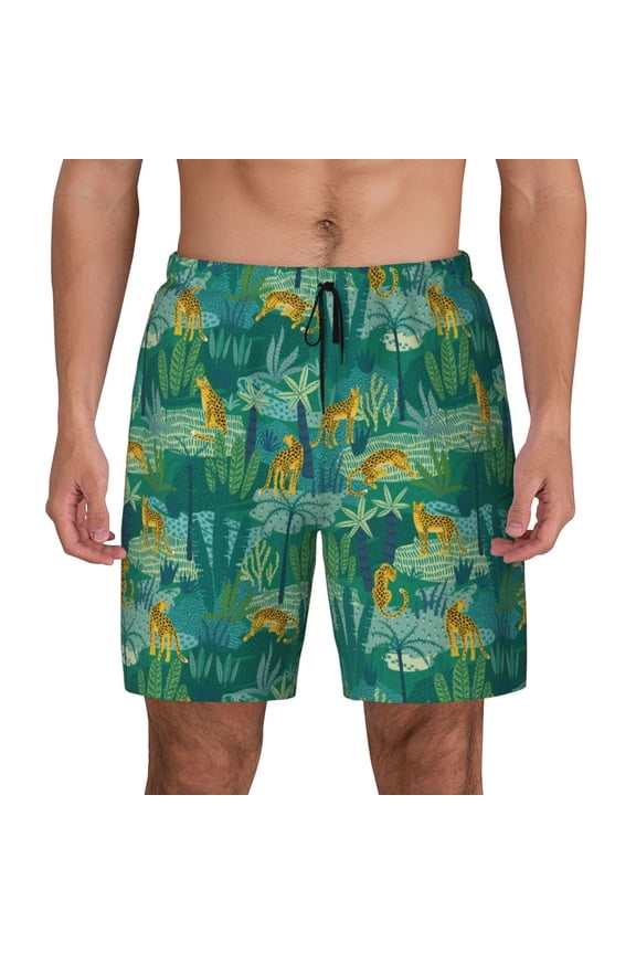 Jungle Leopard for Men's Swimming Trunks Swim Trunks Quick Dry Swim Shorts with Mesh Lining Funny Swimwear Bathing Suits