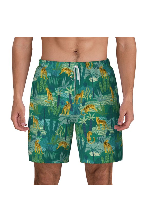Jungle Leopard for Men's Swimming Trunks Swim Trunks Quick Dry Swim Shorts with Mesh Lining Funny Swimwear Bathing Suits