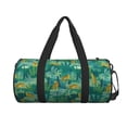 thumbnail image 1 of Xecao Jungle Leopard print Round Travel Duffel Bag is a foldable gym bag with an inner pocket, perfect for travel sports, 1 of 8