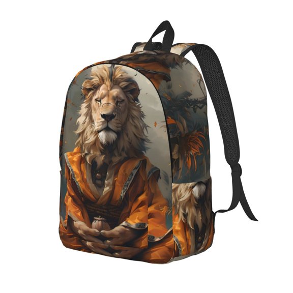 Xecao Jungle Meditating Lion Canvas College Laptop Backpack, a durable rucksack designed for both men and women, ideal for travel, school, and daily use-Small