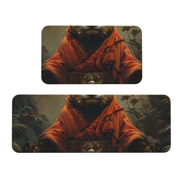 Xecao Jungle Meditating Panda Patten Kitchen Rugs and Mats Sets,2 Pieces Non-Slip Washable Rugs, Kitchen Mat for Floor,Suit for Kitchen Decor and Accessories