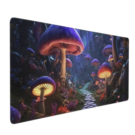 Xecao Jungle Path Glowing Mushrooms Print Large Mouse Pad, 16x35.5in Mousepad, Professional Non-Slip Rubber Base Big Mouse Pad, Mouse Pad for Gaming & Office Full Desk Mouse Pad