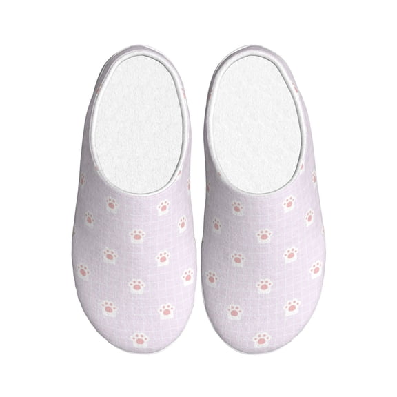 Xecao Kawaii Cat Paw Print Cotton Slippers Fuzzy Warm Cozy Slippers Non Slip House Slippers For Indoor Outdoor Cotton Slippers House Slippers-13