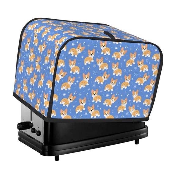 Xecao Kawaii Corgi Print 2 Slice Toaster Cover with Pockets, Small Appliance Cover, Dust and Fingerprint Protection, Machine Washable