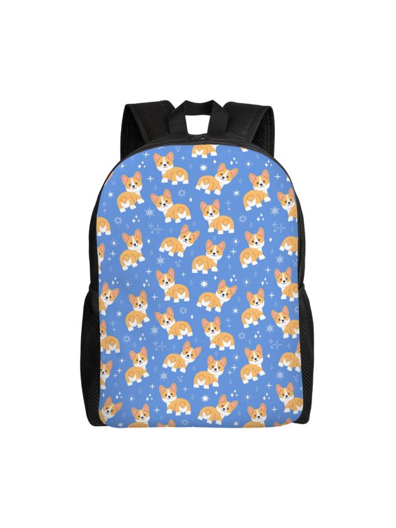 Kawaii Corgi Print School Backpack with Laptop Compartment Small Travel Laptop Backpack for Women Men Waterproof College Backpack Simple School Bag