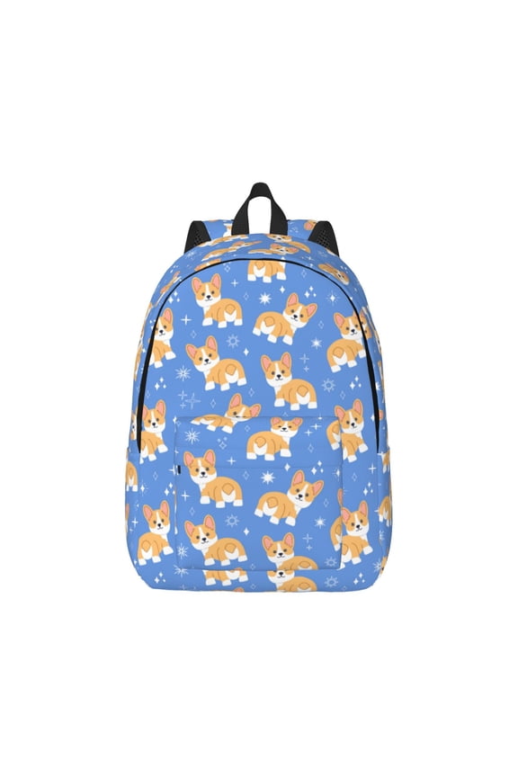 Kawaii Corgi for Canvas College Laptop Backpack, Durable Rucksack Travel Notebook Bag School Backpack Book Bag for Men Women