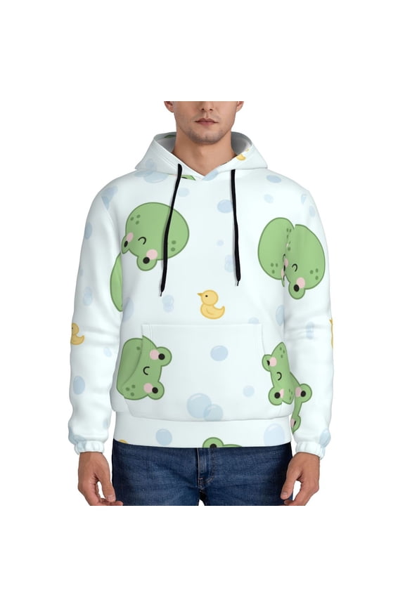Kawaii Frogs Pattern Men's Adult Pullover Hoodie,Hooded Sweatshirt-3X-Large