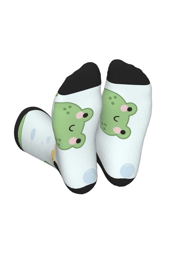 Kawaii Frogs Print Crew Socks for Men and Women, Men's Soft Moisture-wicking Sock