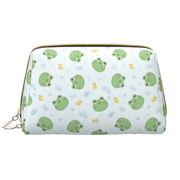 Xecao Kawaii Frogs Print Fashion Makeup PVC Bag Large Capacity Travel Cosmetic Bag for Women Organizer Toiletry Clutch
