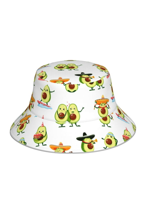 Kawaii Mexican Avocado Print Men and Women Night Reflective Hat Runner Cap Visor Bucket Hat Boonie Cap