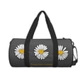 thumbnail image 1 of Xecao Keep Life Simple Daisy Flower print Round Travel Duffel Bag is a foldable gym bag with an inner pocket, perfect for travel sports, 1 of 8