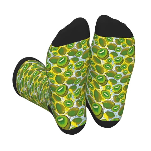 Xecao Kiwi Fruits Summer Print Crew Socks for Men and Women, Men's Soft Moisture-wicking Sock